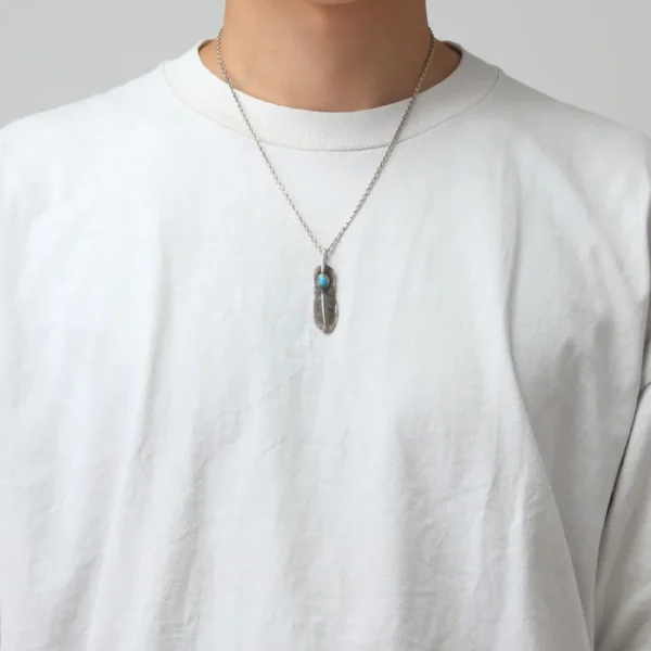 Feather Turquoise Left Facing Pendant, Medium - Image 3