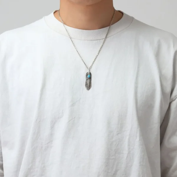 Feather Turquoise Right Facing Pendant, Medium - Image 3