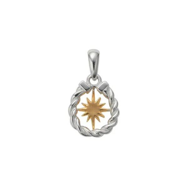 Sun Symbol and Horseshoe 24K Gold Plated Pendant - Image 2