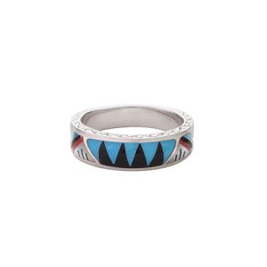 SAAD Premium Mix Gemstones Mosaic and Channel Inlay Ring