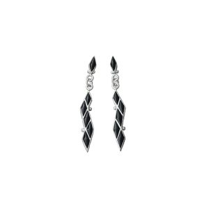 SAAD Premium Onyx Channel Inlay Drop Stud Earrings