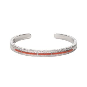SAAD Premium Red Coral Rhodium Plated Bangle