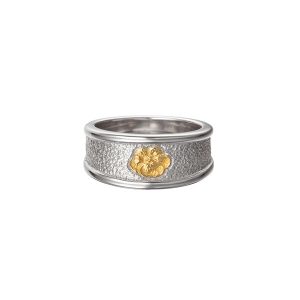 แหวนหล่อ Tufa ชุบทอง 24K รูปดอกป๊อปปี้สีเหลือง