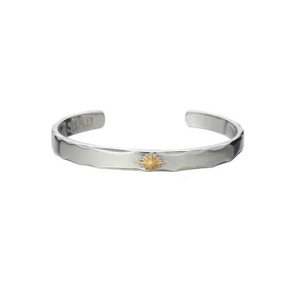 กำไลข้อมือชุบทอง 18K ลายพระอาทิตย์ ทรงเพรียว