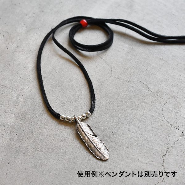 Black Deerskin String and Red White Heart Bead - รูปภาพ 2