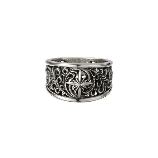 Sun Symbol and Arabesque Openwork Ring