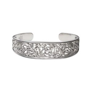 กำไลข้อมือแบบเปิดลายอาหรับ เคลือบโรเดียม