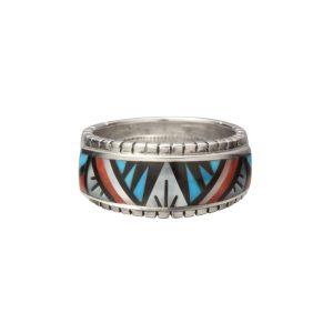 SAAD Premium Mix Gemstones Channel Inlay Ring