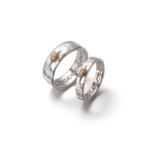 Sun Symbol Hammered Pair Ring