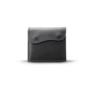 Compact Mini Wallet/Leather Wallet Black Saddle Leather