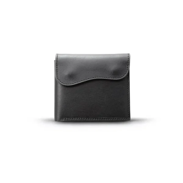 Compact Mini Wallet/Leather Wallet Black Saddle Leather