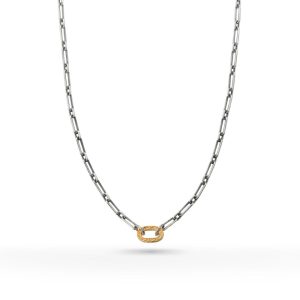 Arabesque 24K Gold Plated Link Chain Necklace, Slim
