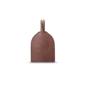 Genuine Leather Key Case Arabesque Embossed Brown Saddle Leather
