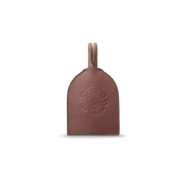 Genuine Leather Key Case Arabesque Embossed Brown Saddle Leather