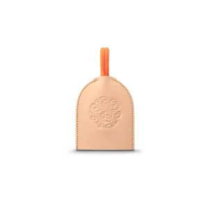 Genuine Leather Key Case Arabesque Embossed Natural Saddle Leather