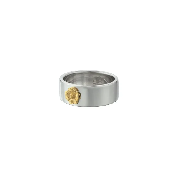 Yellow Poppy Flower 24K Gold Plated Flat Ring - Image 2