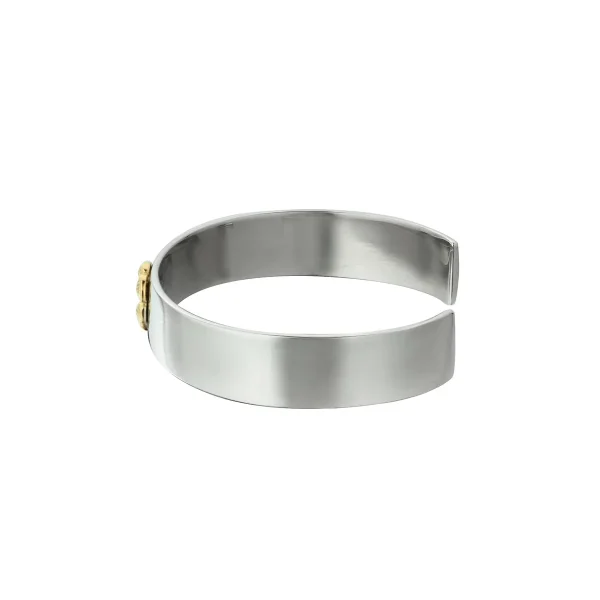 Yellow Poppy Flower 24K Gold Plated Flat Bangle - Image 3