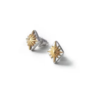 24K Gold Plated Sun Symbol Lozenge Earrings
