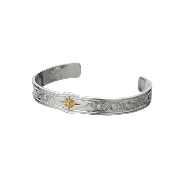 Sun Symbol and Arabesque 18k Gold Plated Bangle - Image 2