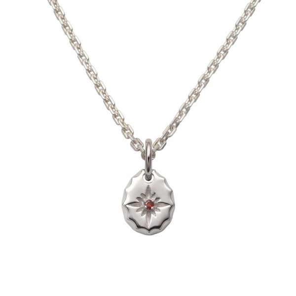 January Birthstone Garnet Sun Symbol Pendant