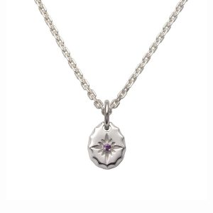 February Birthstone Amethyst Sun Symbol Pendant