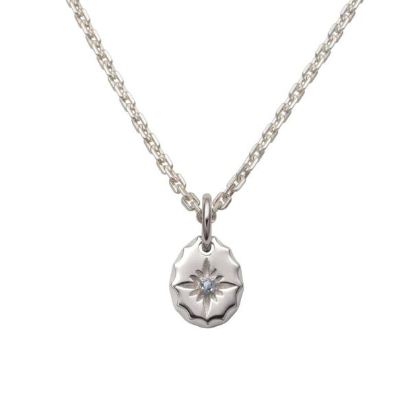 March Birthstone Aquamarine Sun Symbol Pendant