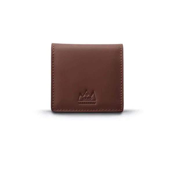 Genuine Leather Coin Case Arabesque Embossed Brown Saddle Leather - Image 3