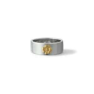 แหวนแบนดอกป๊อปปี้สีเหลืองชุบทอง 24K