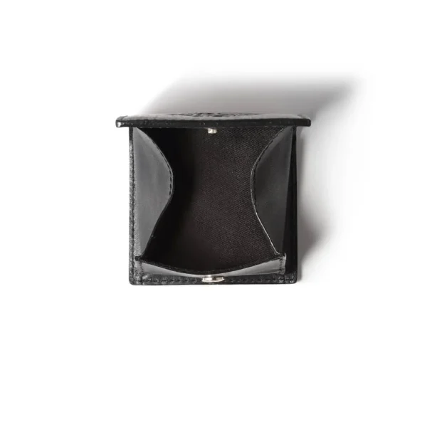 Genuine Leather Coin Case Arabesque Embossed Black Saddle Leather - รูปภาพ 3