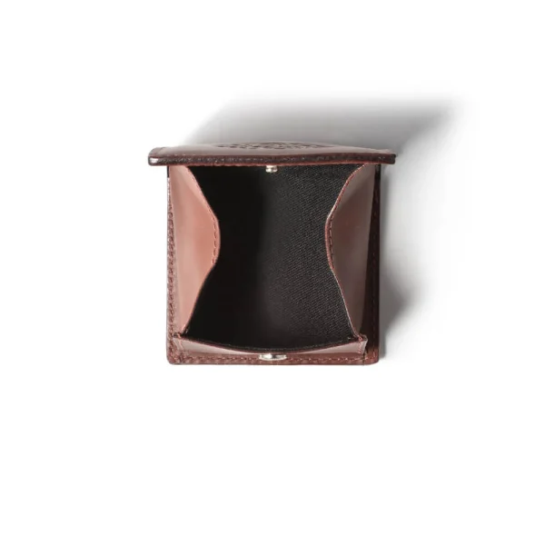 Genuine Leather Coin Case Arabesque Embossed Brown Saddle Leather - Image 4