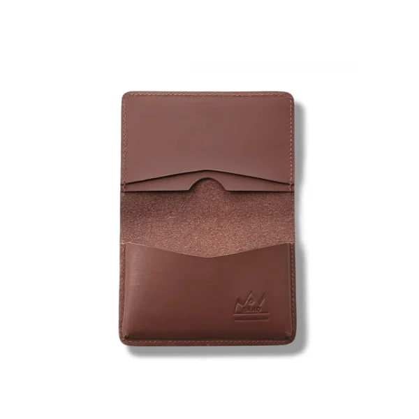 Genuine Leather Card Case Arabesque Embossed Brown Saddle Leather - รูปภาพ 3