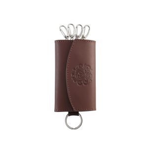 Genuine Leather Key Case Brown Saddle Leather