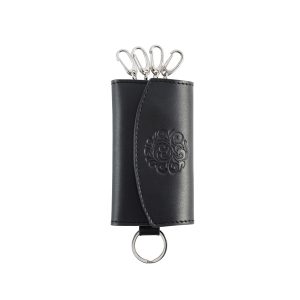 Genuine Leather Key Case Black Saddle Leather