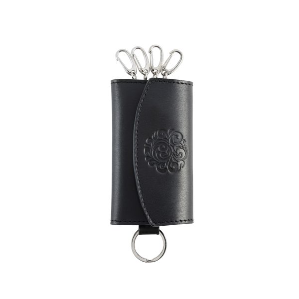 Genuine Leather Key Case Black Saddle Leather