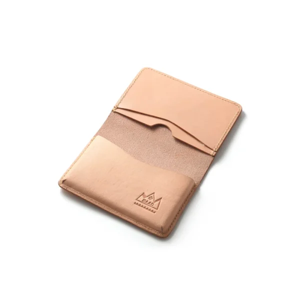 Genuine Leather Card Case Arabesque Embossed Natural Saddle Leather - รูปภาพ 3