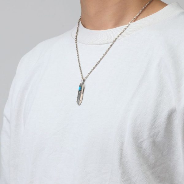 Feather Turquoise Left Facing Pendant, Small - Image 4