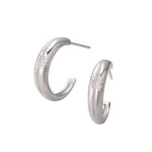 Sun Symbol Curved Stud Earrings