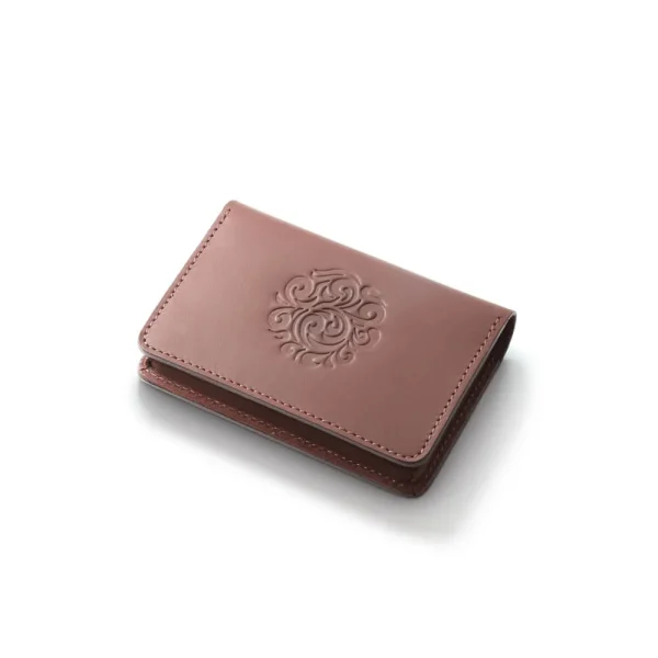 Genuine Leather Card Case Arabesque Embossed Brown Saddle Leather - รูปภาพ 5