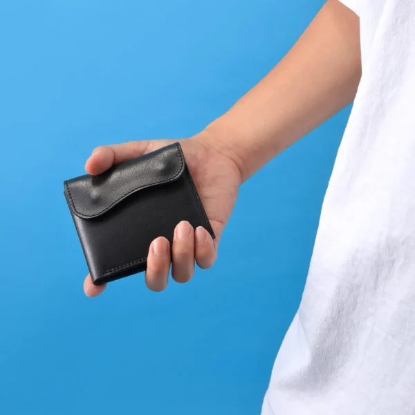 Compact Mini Wallet/Leather Wallet Black Saddle Leather - รูปภาพ 6