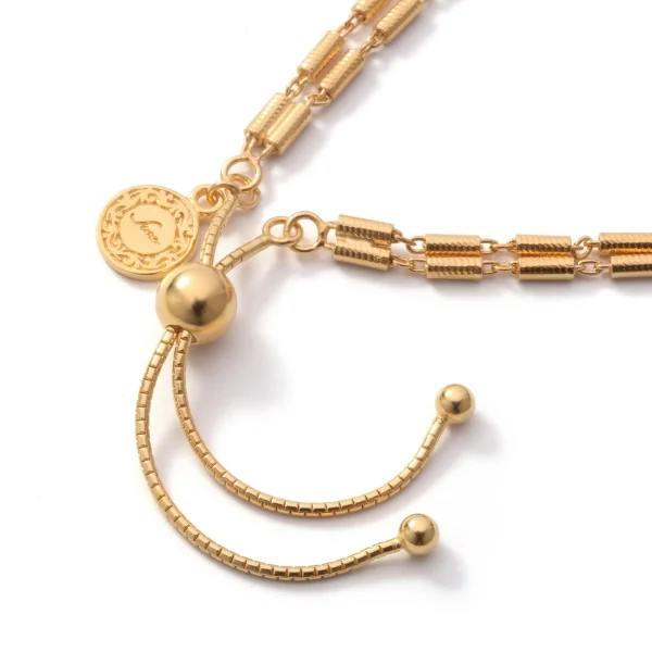 Sana 18K Yellow Gold Plated Double Chain Coil Bracelet - รูปภาพ 3