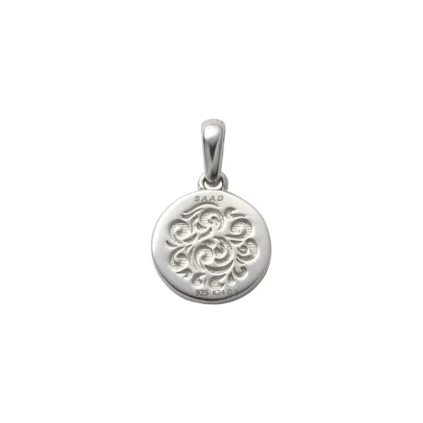 Turquoise Sun Symbol and Arabesque 24K Gold Plated Pendant, Small - Image 3