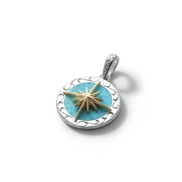 Turquoise Sun Symbol and Arabesque 24K Gold Plated Pendant - Image 2
