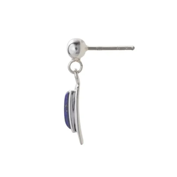 Lapis Lazuli Elongated Trapezoid Stud Earrings - รูปภาพ 2