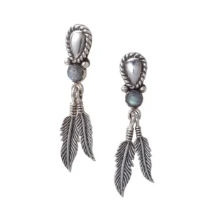 Feather Labradorite Wirework Stud Earrings