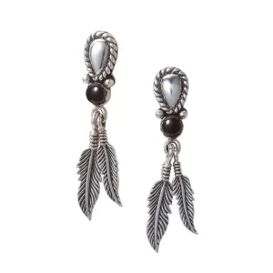 Feather Onyx Wirework Stud Earrings