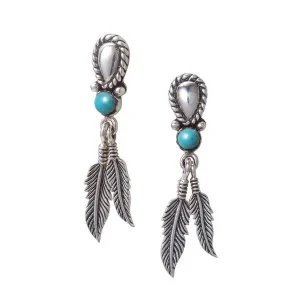 Feather Turquoise Wirework Stud Earrings