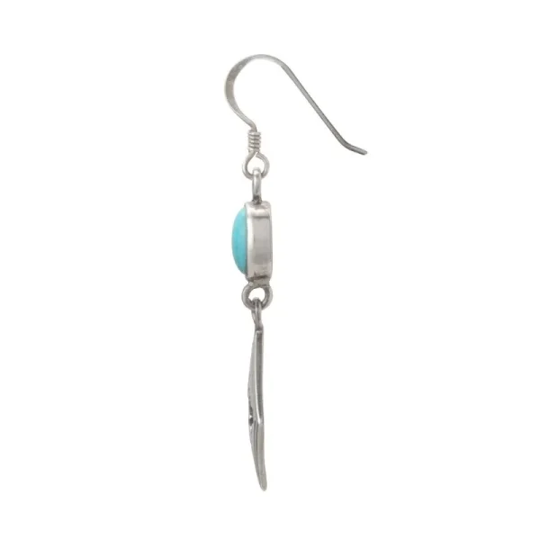 Turquoise Cross Lozenge Drop Hook Earrings - Image 2