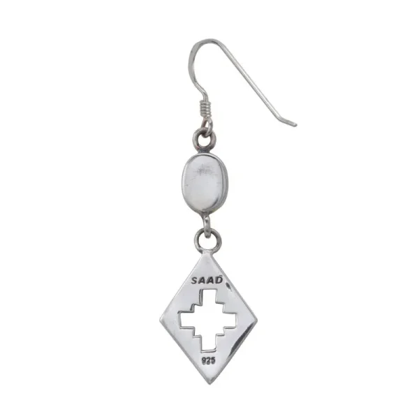 Turquoise Cross Lozenge Drop Hook Earrings - Image 3