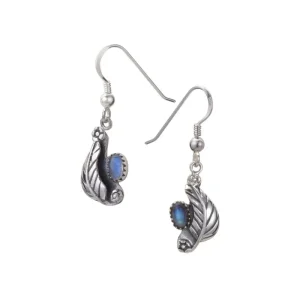Rainbow Moonstone Teardrop Leaf Hook Earrings