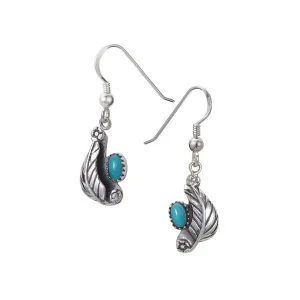 Turquoise Teardrop Leaf Hook Earrings